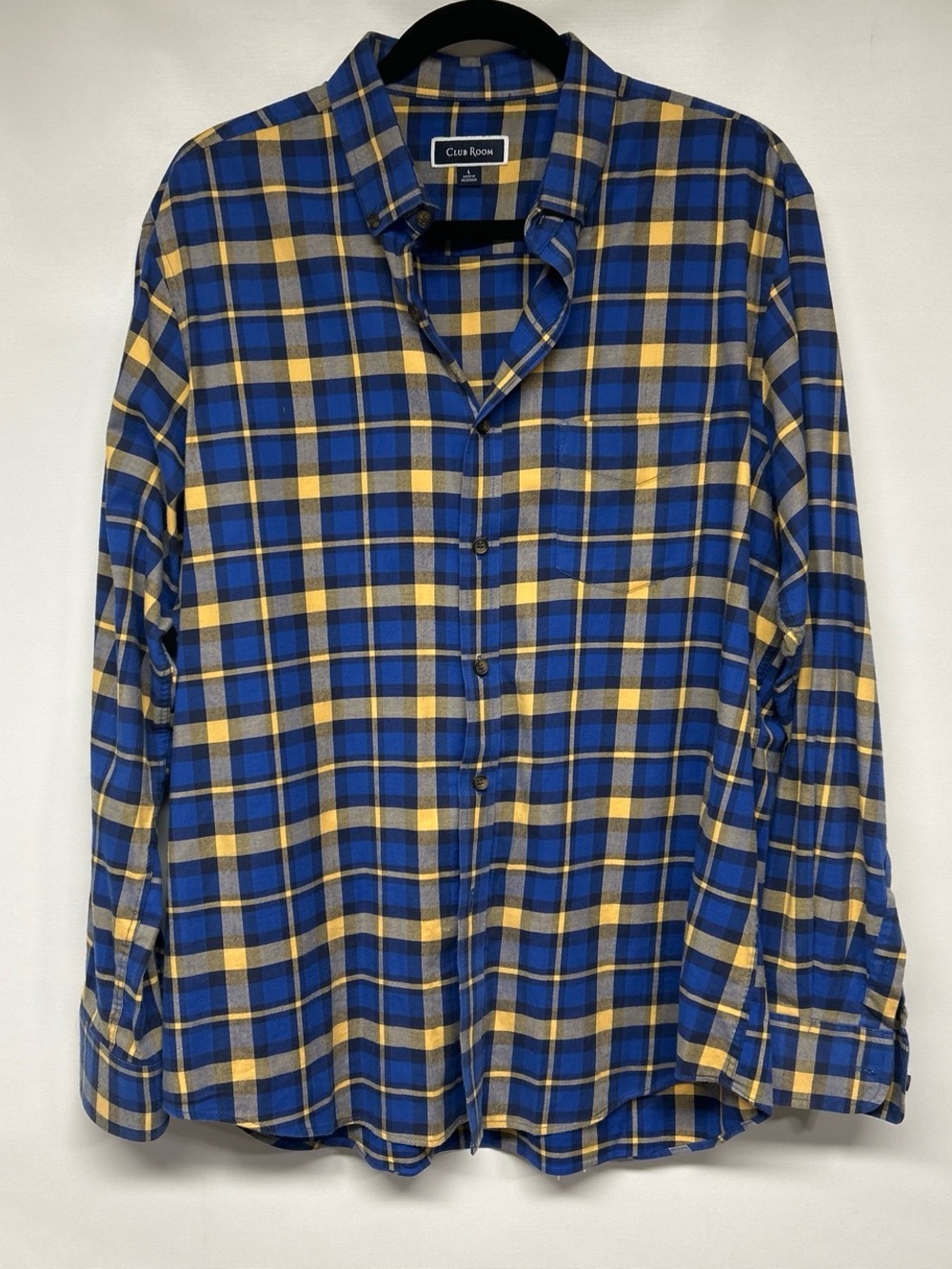 Charter Club Blue and Yellow Plaid Button-Down Shirt